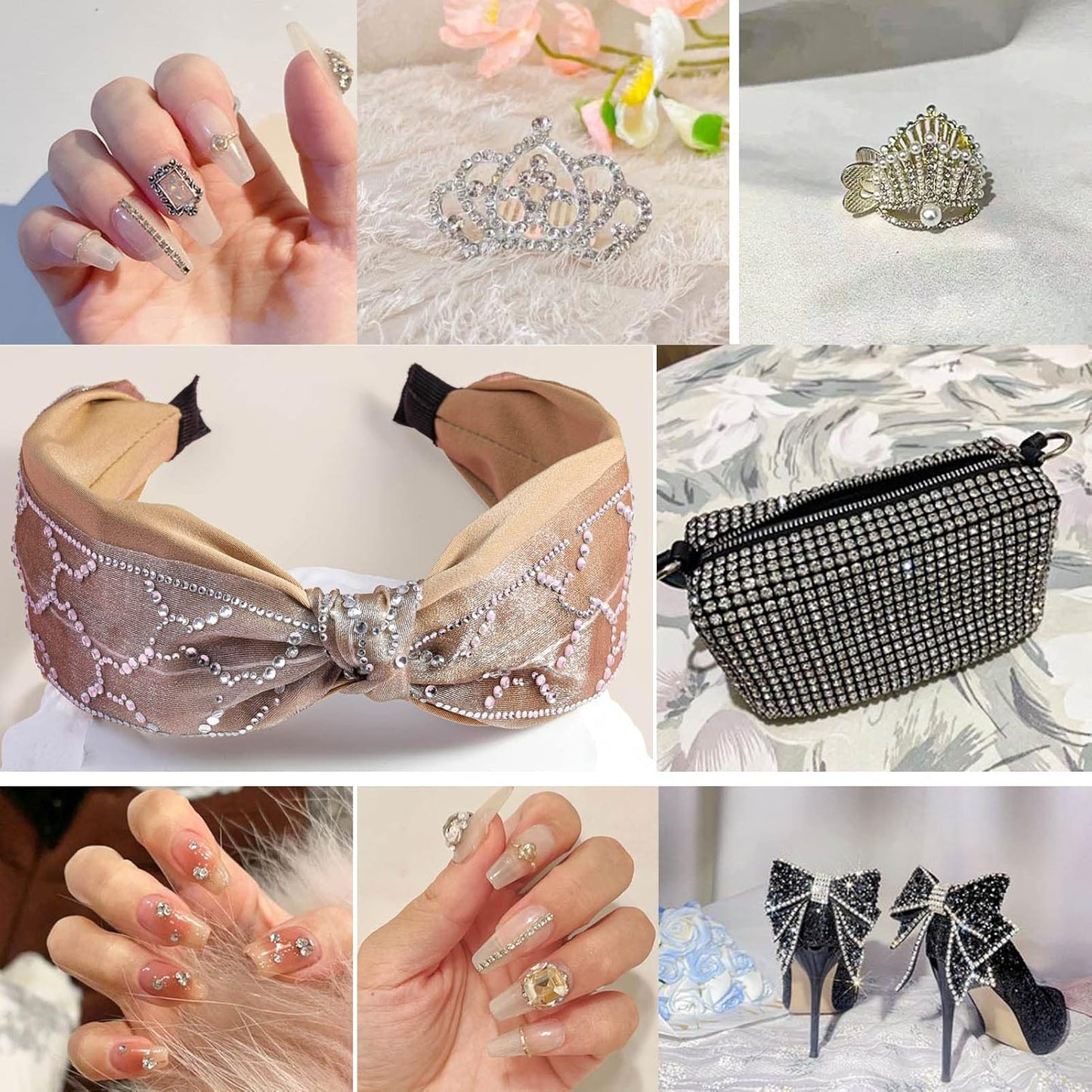 beadsland Flat Back Crystal Rhinestones Round Gems for Nail Art and Craft Glue Fix, Crystal (8.4-8.7mm) SS40/144pcs