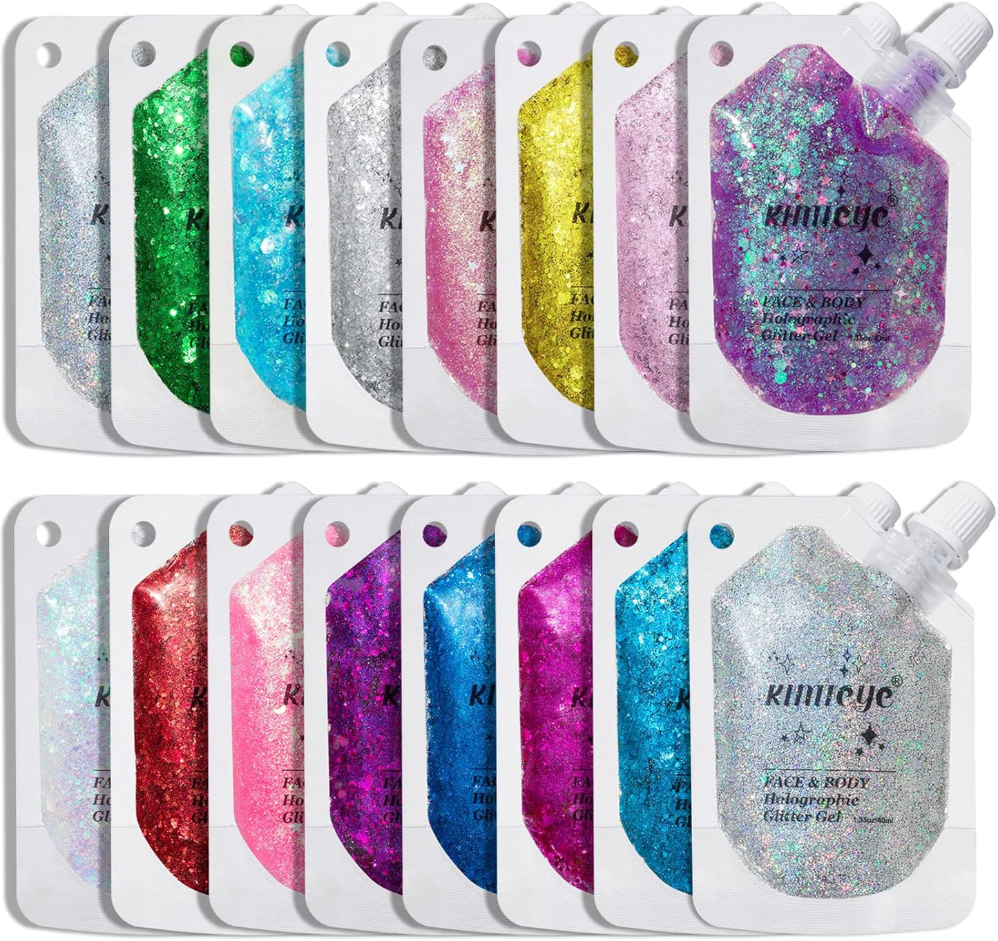 Holographic Face Glitter Gel Body Shimmer Makeup for for Hair, Face, Clavicle, Arm, Nail, Eyeshadow, Long Lasting Waterproof Mermaid Sequins Party Glitter for Rave Festival, 1.35oz (Peach #1)