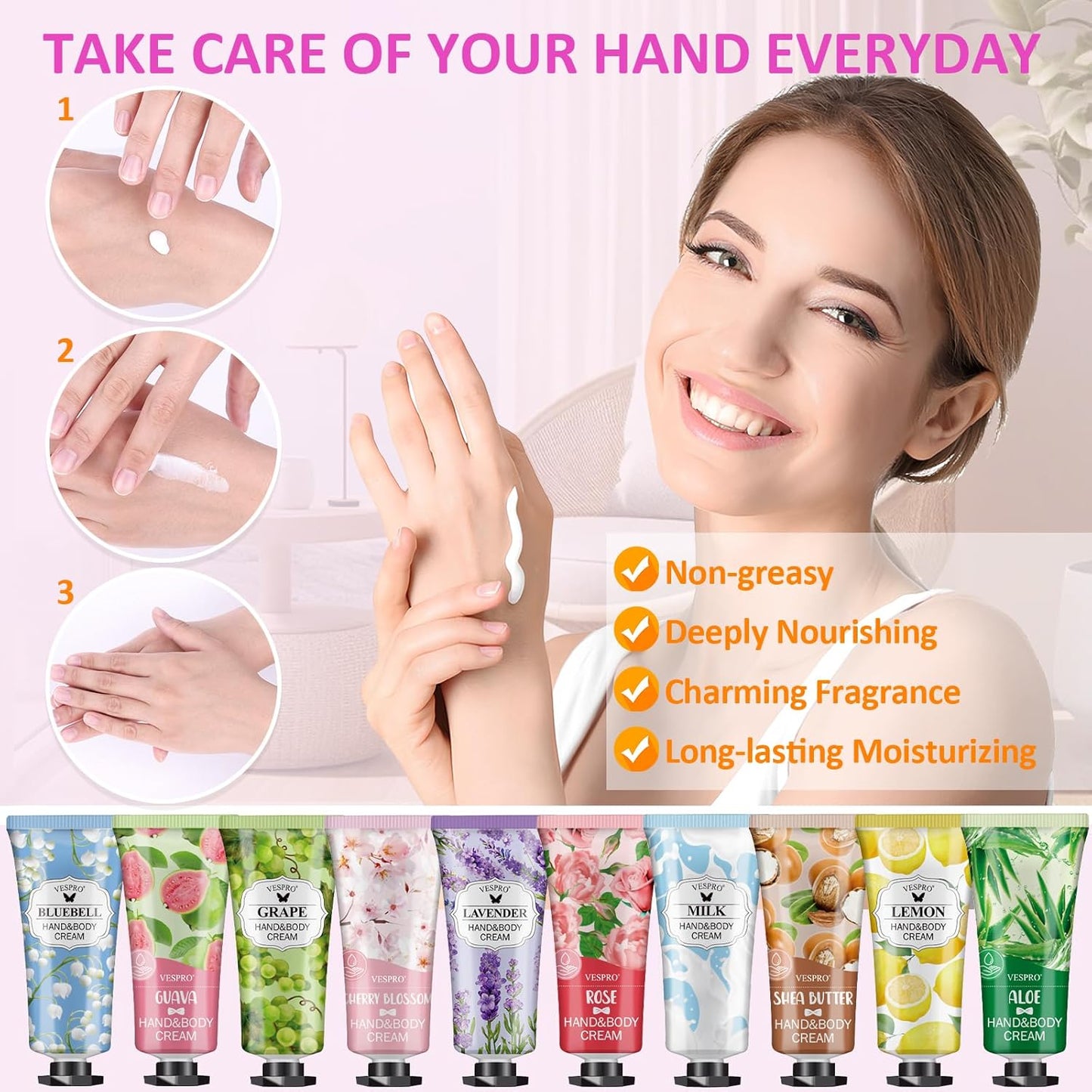 VESPRO 16 Pack Hand Cream Gifts Set, Birthday Gifts, Bridesmaid Gifts, Bulk Hand Lotion Travel Size for Dry Cracked Hands, Mini Hand Lotion for Thank You Gift and Mom Gifts with a Greeting Card
