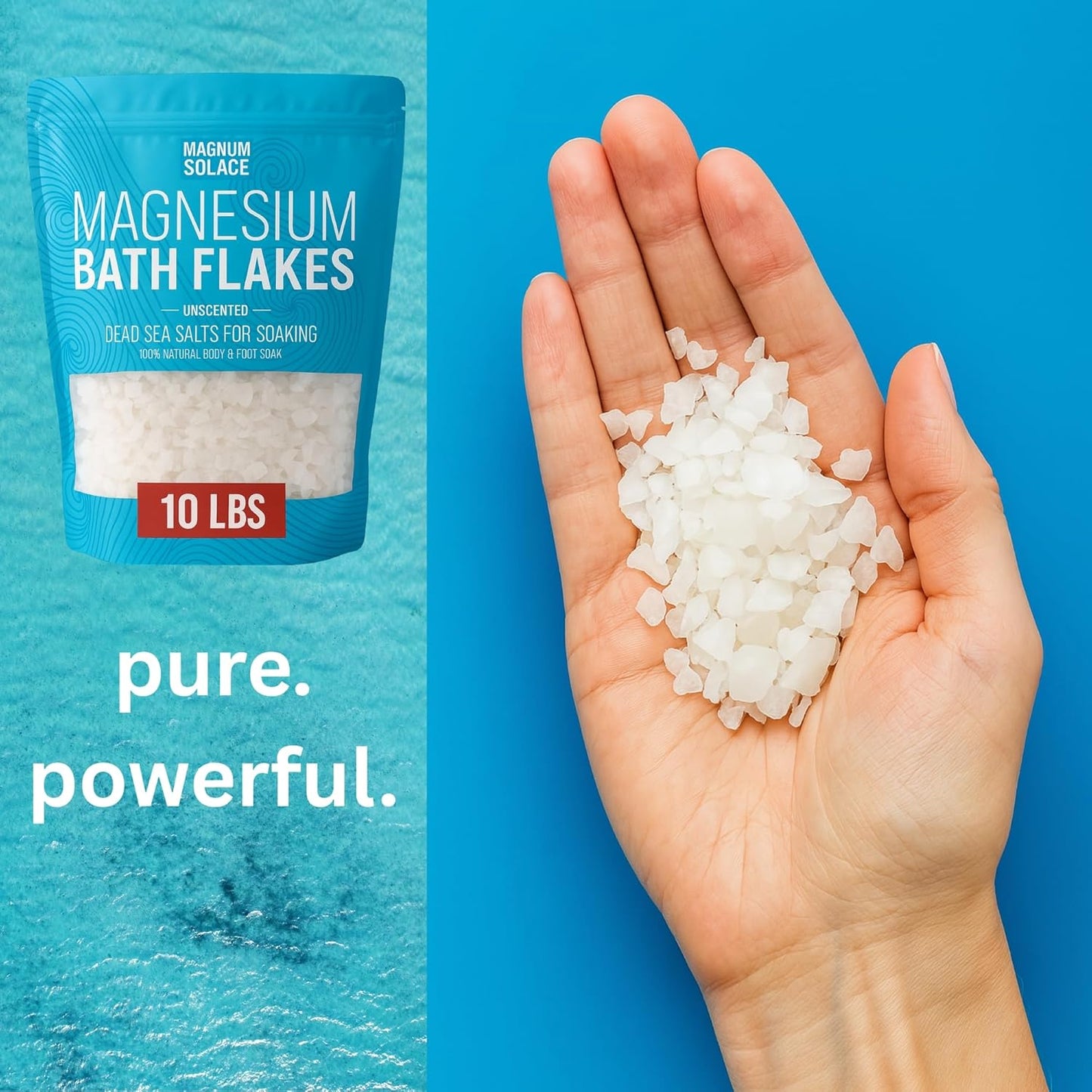 Magnesium Flakes for Bath - Magnesium Chloride Flakes - Dead Sea Salts for Soaking, 10 LBS