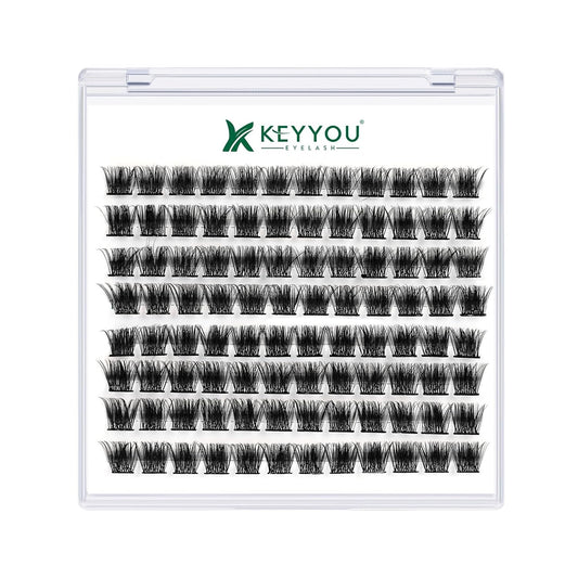 Lash Clusters,96 Pcs Cluster Lashes D Curl 10mm DIY Lash Extensions Eyelash Clusters,KEYYOU Volume Wispy Individual Lashes Soft&Comfortable Easy DIY at Home(Y05,D-10mm)