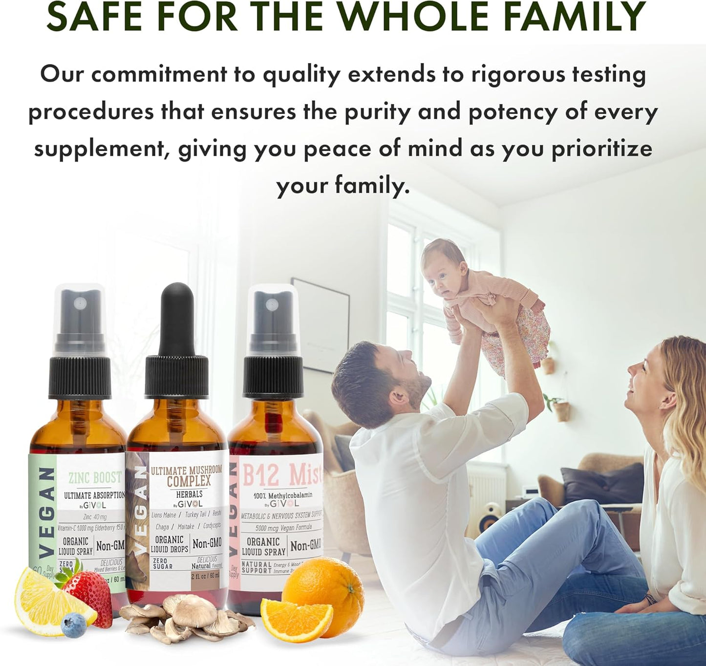 Cognitive Wellness Bundle Liquid Vitamin Trio: Methylcobalamin B12, Lions Mane, Reishi, Chaga Mushroom Complex & Zinc Picolinate: Gluten-Free, Sugar-Free, Non-GMO - 360 Days Supply