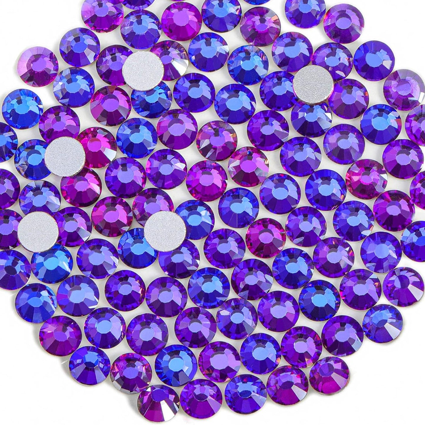 Beadsland 1440pcs Flat Back Crystal Rhinestones Round Gems for Nail Art and Craft Glue Fix, Purple Velvet,SS10,2.7-2.9mm