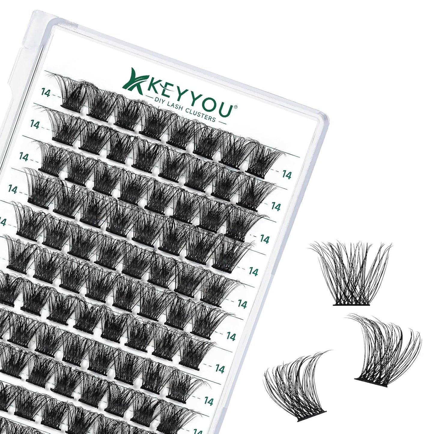 Lash Clusters 96pcs Individual Lashes D Curl 16mm Eyelash Clusters KEYYOU Volume Wispy Lash Extension Soft&Comfortable Easy DIY at Home(Y23,D-16mm)