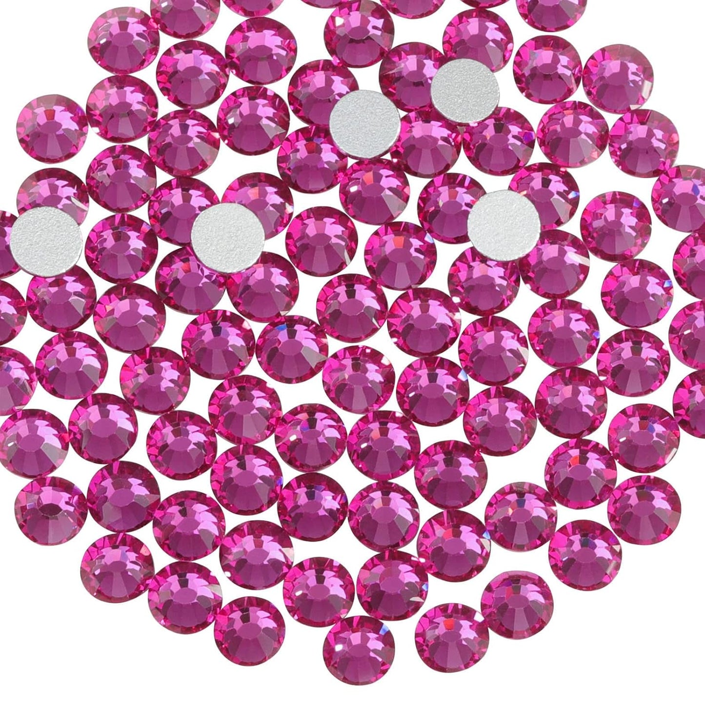 Beadsland 1440pcs Flat Back Crystal Rhinestones Round Gems for Nail Art and Craft Glue Fix, Fuchsia,SS10,2.7-2.9mm