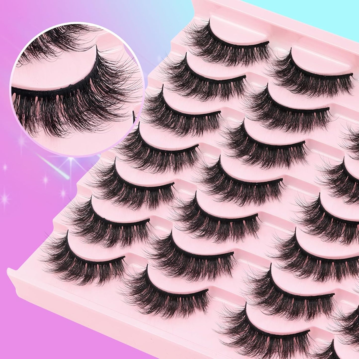 Losha Lashes Fluffy False Eyelashes 5D Volume Eye Lashes 14 Pairs Vegan Fake Eyelashes Soft Faux Mink Lashes Pack (Thrives Only)