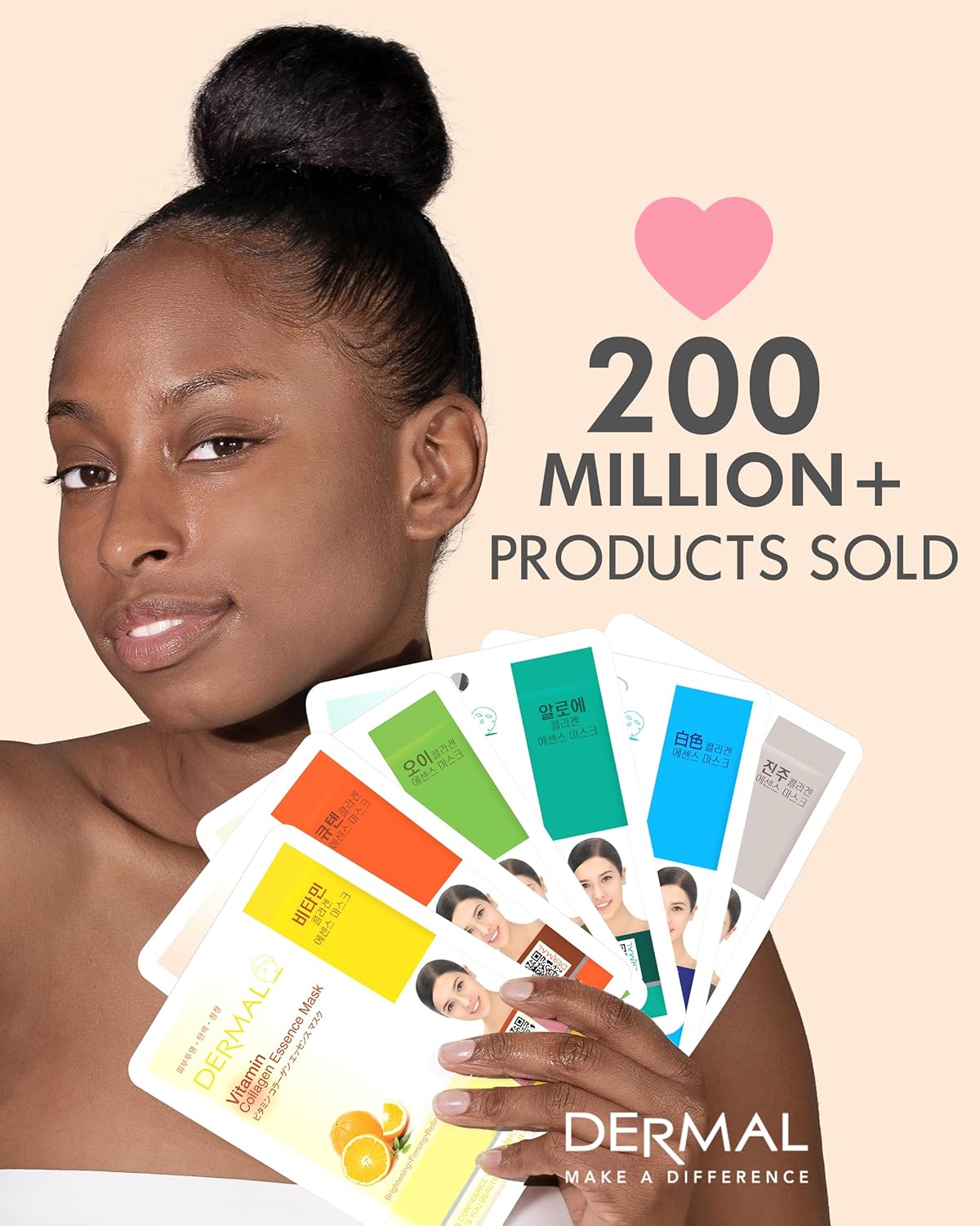 DERMAL Aqua Collagen Essence Full Face Facial Mask Sheet 23g Pak of 10