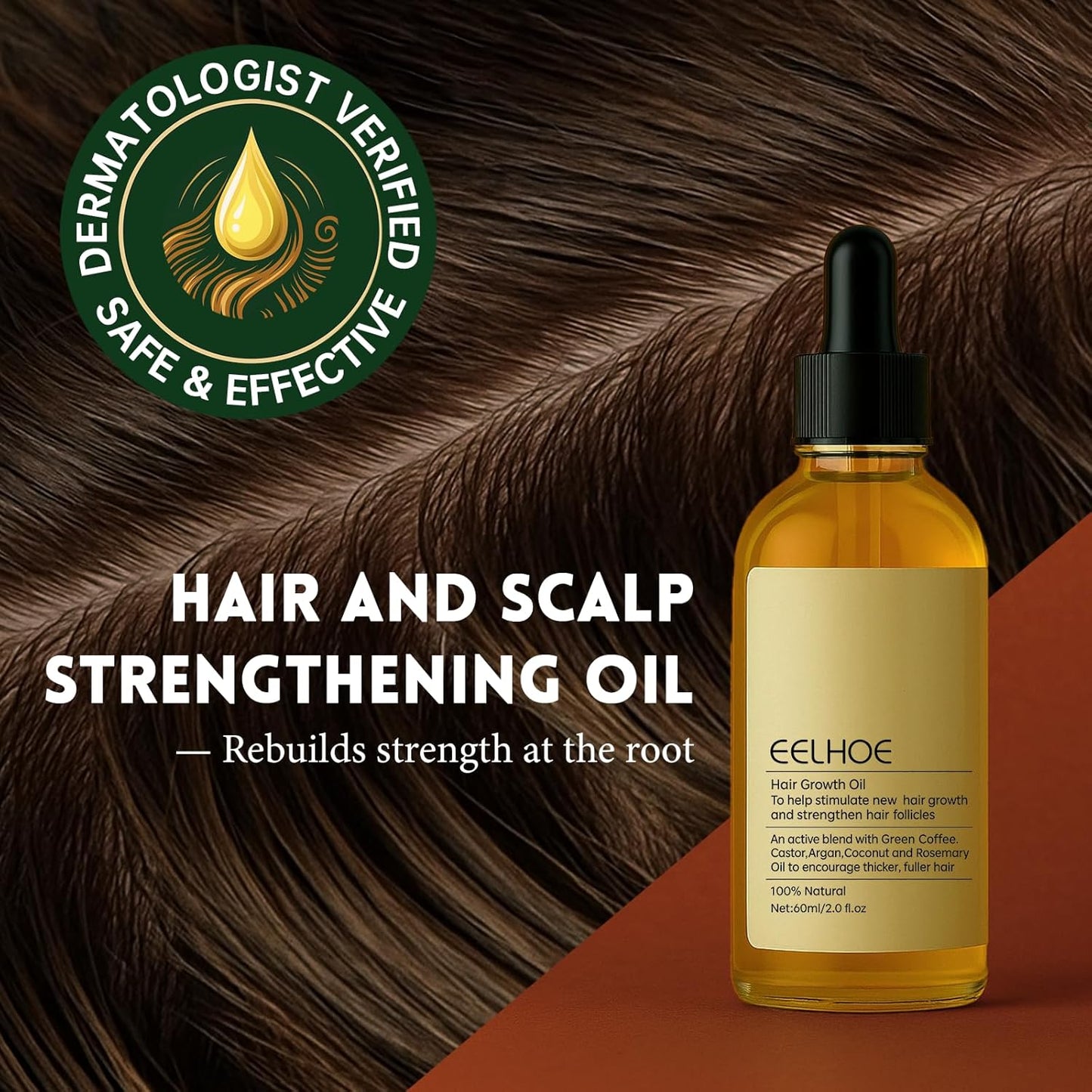 Rosemary Oil for Hair Growth - 100% Organic Pure Natural Rosemary Hair Oil for Dry, Damaged, Thin Hair, Split Ends & Dry Scalp Care for Hair Strengthening, Thickening & Growing, 2 Fl Oz