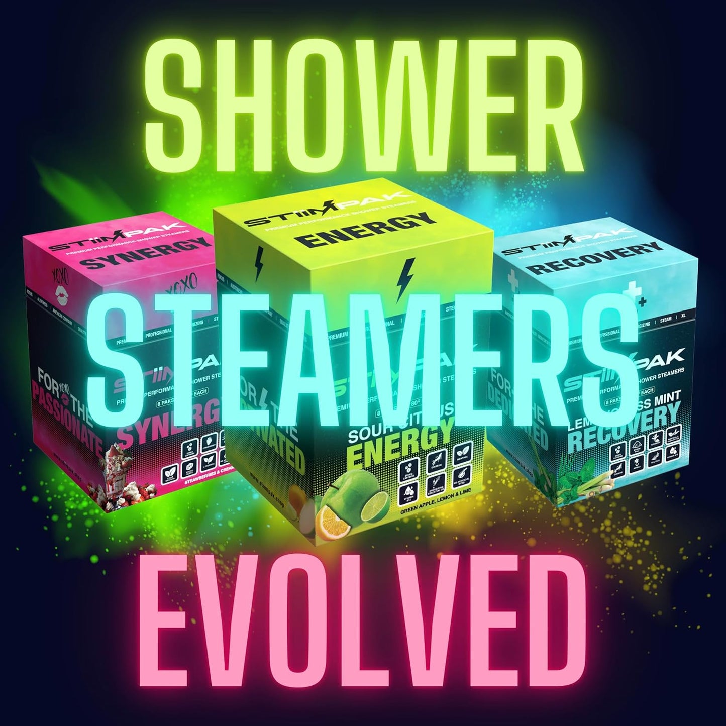 Shower Steamers | Energy | XL 80g Long Lasting | Caffeine, B12, Ginseng, & Menthol | Gift for Men & Women | Extra Strength Aromatherapy for Focus & Productivity | Sour Citrus | STiiMPAK (8 Pack)
