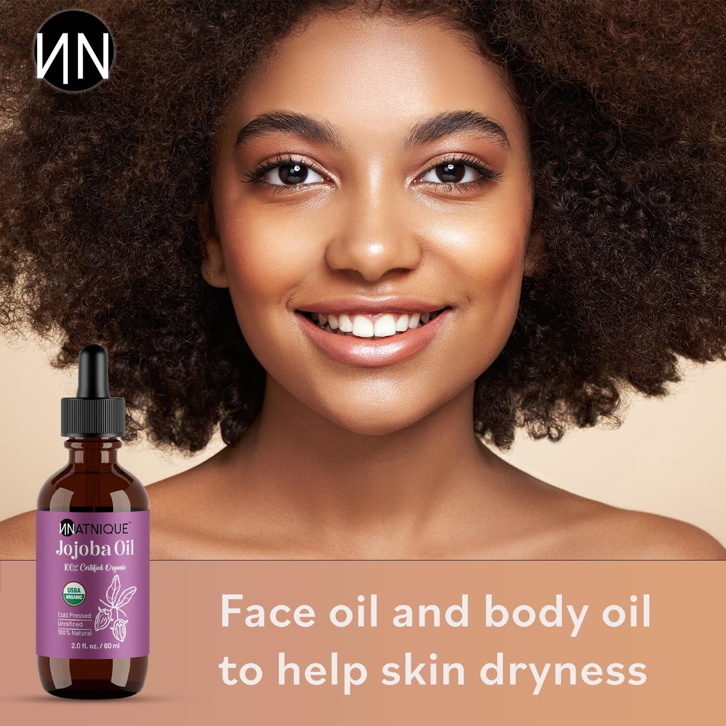 Organic Jojoba 2oz – USDA Certified, Cold Pressed, Unrefined & Hexane-Free – Pure Moisturizer for Hair Growth, Face, Skin, Beard, Scalp, Nails & Cuticles – Natural Facial, Body & Massage Care