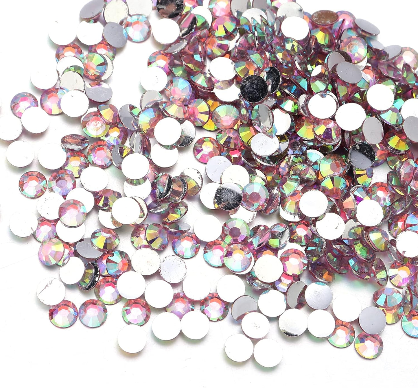 Multi Size 3mm 4mm 5mm Rhinestones Set for Nails Crafts Light Pink Non Hotfix Rhinestones Nail Gems Rhinestone AB Color&Round Flat Back Resin Rhinestone for Makeup Clothes Shoes Eyes Bottles Crafts