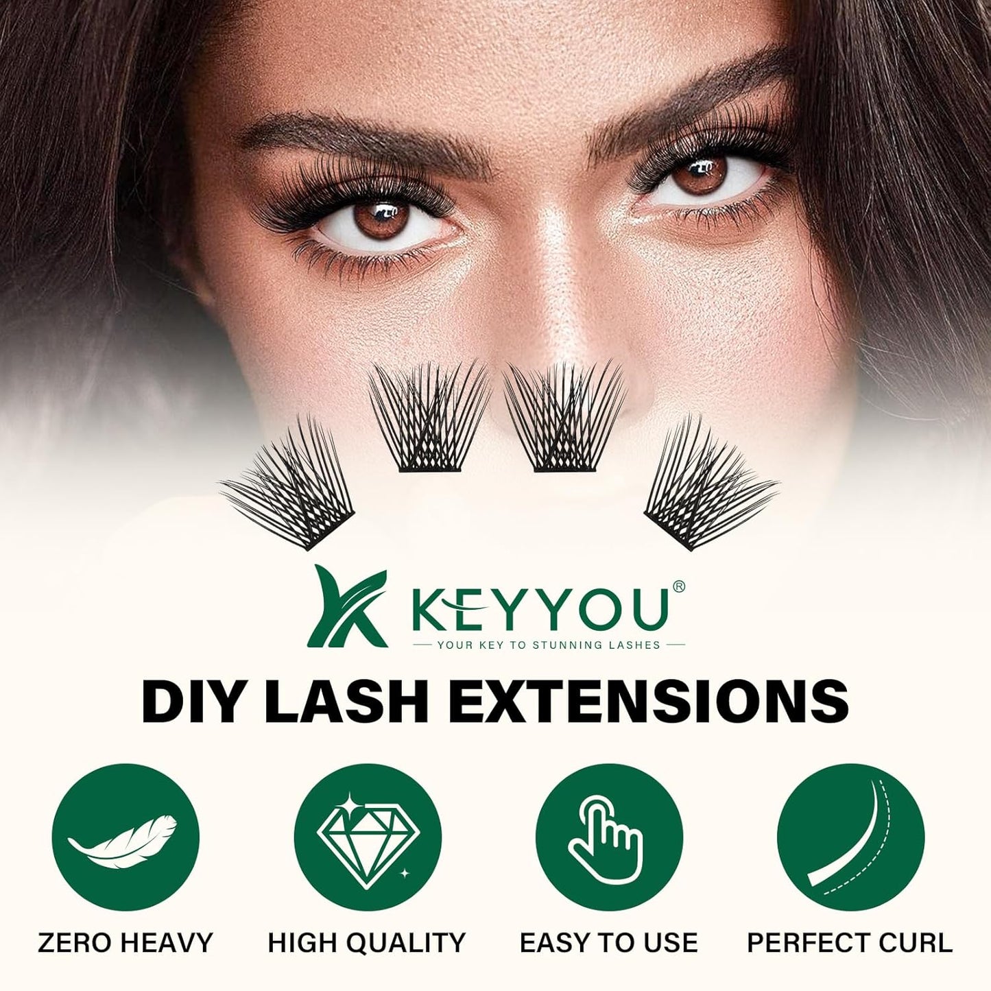Lash Clusters 144pcs Individual Lashes D Curl 10mm Eyelash Clusters KEYYOU Air Touch Cluster Lashes Super Lightweight Soft Wispy Comfortable Easy DIY at Home(Air02-D-10mm)