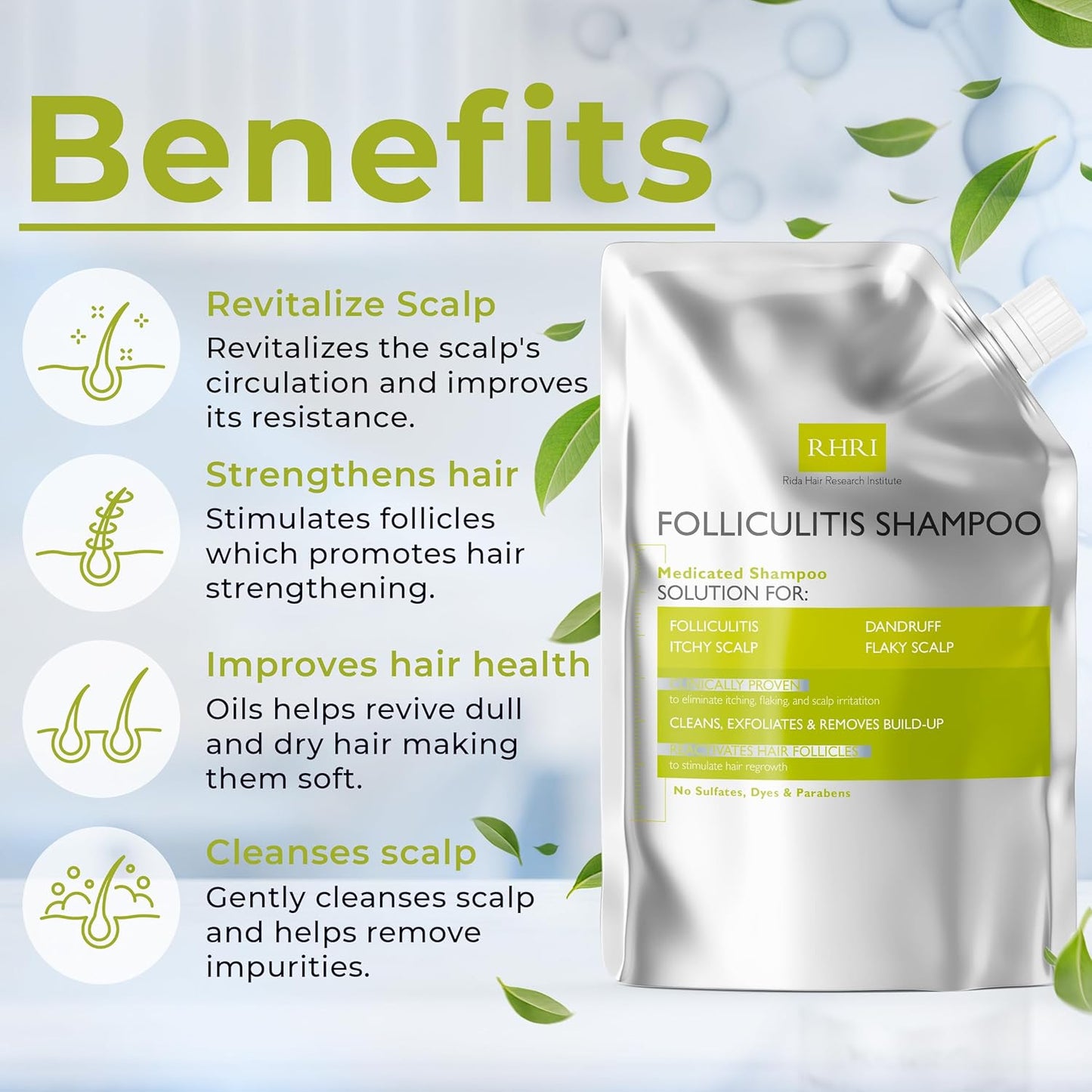 Anti Fungal Shampoo for Folliculitis, Seborrheic Dermatitis, Dandruff, Scalp Psoriasis & Itchy Dry Scalp Relief