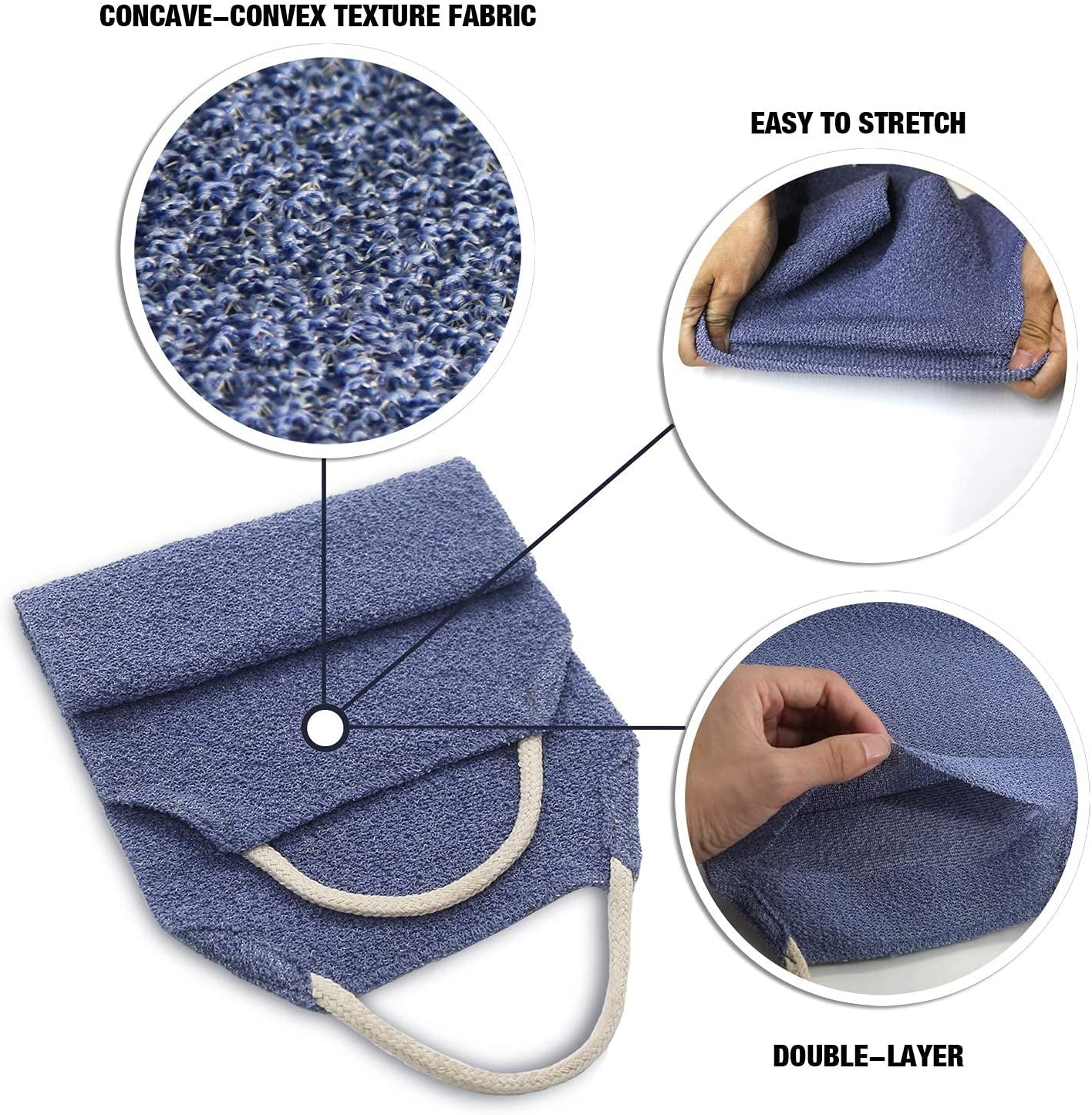 Evridwear Exfoliating Back Scrubber for Shower - Double-Sided Body Scrubber with Handles, Deep Clean, Massage & Exfoliate Back Washer for Men & Women, Invigorates Skin & Circulation