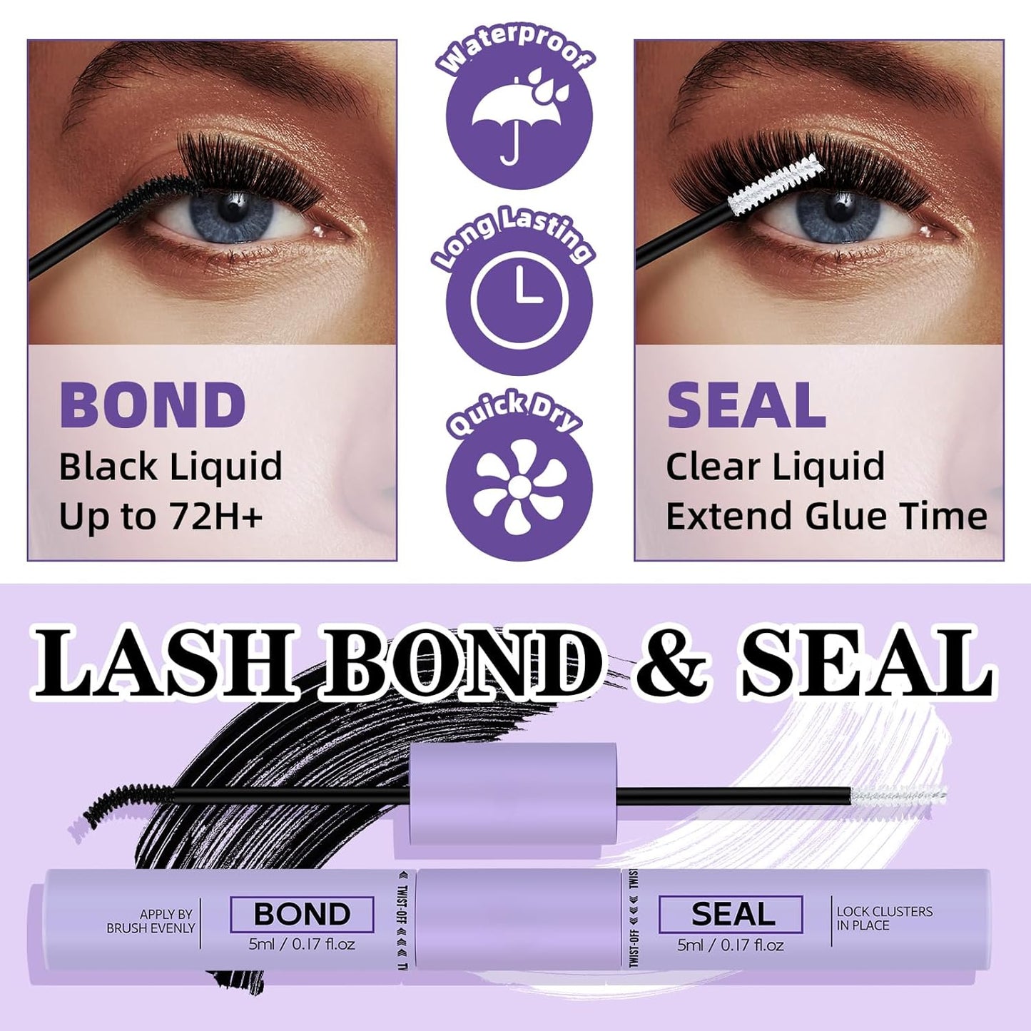 B&Qaugen Lash Extension Kit 280Pcs Volume Individual Lashes Kit Superfine Individual Eyelashes 10-18mm Soft D Curl Eyelash Clusters Kit with Bond and Seal Tweezers for Self Use （Kit-90D-10-18MIX）
