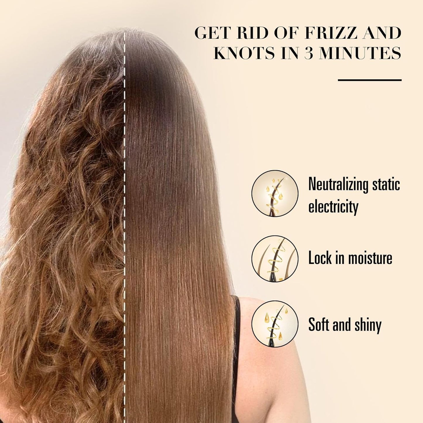 Bamboo Paddle Hairbrush with Steel Bristles for Anti-Static Detangling & Scalp Massage – Wooden Handle Brush for Hair Growth, All Hair Types