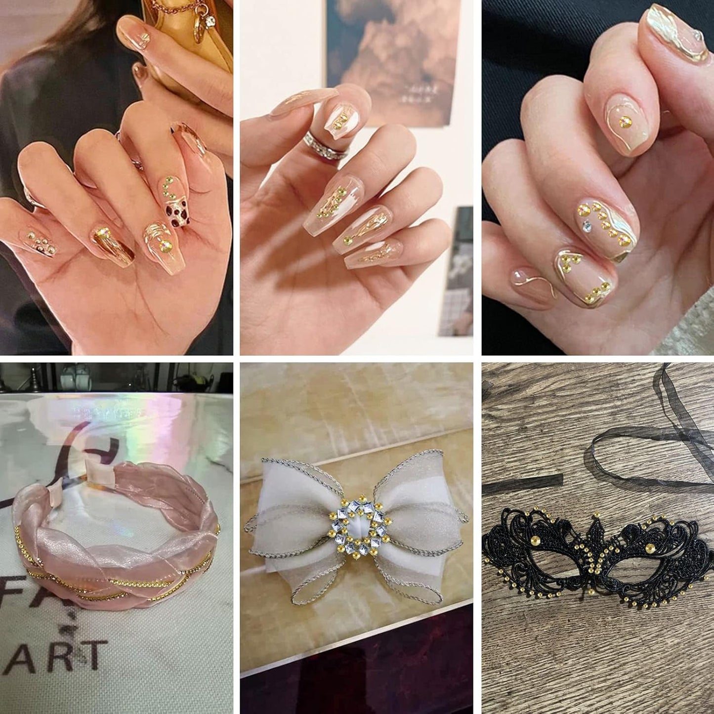 beadsland 1440 Piece Flat Back Crystal Rhinestones Round Gems,1.3mm-6.5mm,Metal Sunlight (SS8(2.3-2.5mm))