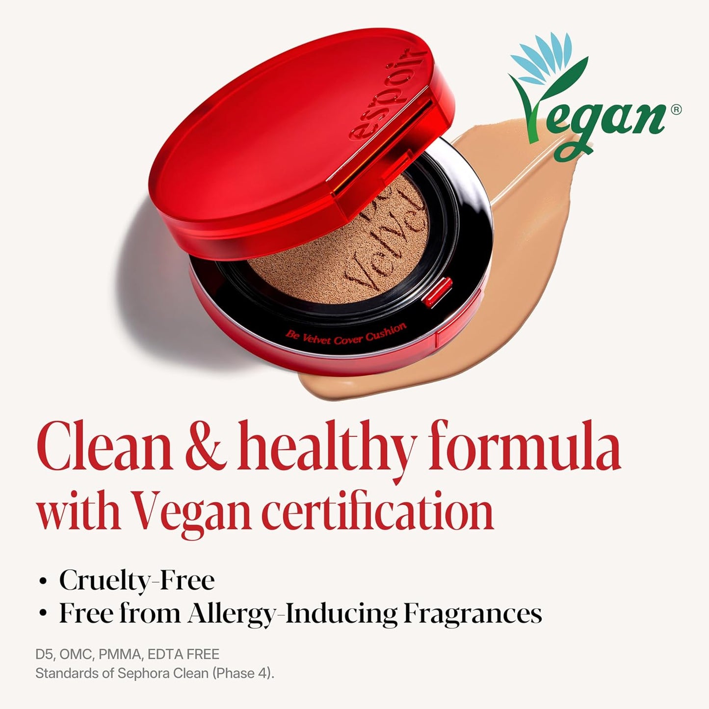 espoir [NEW] Be Velvet Cushion Foundation | Quick and Easy Coverage with Long-lasting Color by Zero Oxidation (#42 Hazel, 0.46 Ounce (Pack of 1))