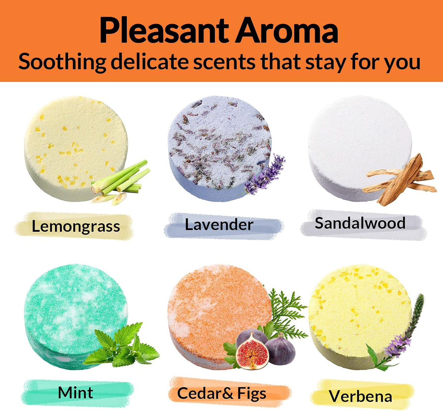 Lagunamoon Aromatherapy Shower Steamers, 6 Piece Variety Pack Handmade Shower Steamers with Pure Essential Oils to Relax, Moisturize for Spa Day, Self Care for Men, Women, Pampering Gifts for Her