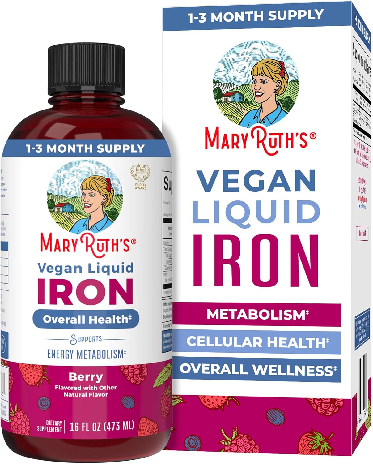 MaryRuth Organics Iron Supplement for Women Men & Kids, Liquid Iron Supplement for Women Men & Kids, Iron for Healthy Blood & Oxygen, Ages 4 & Up, Sugar Free, Vegan, Non-GMO, Gluten Free, 15.22 Fl Oz