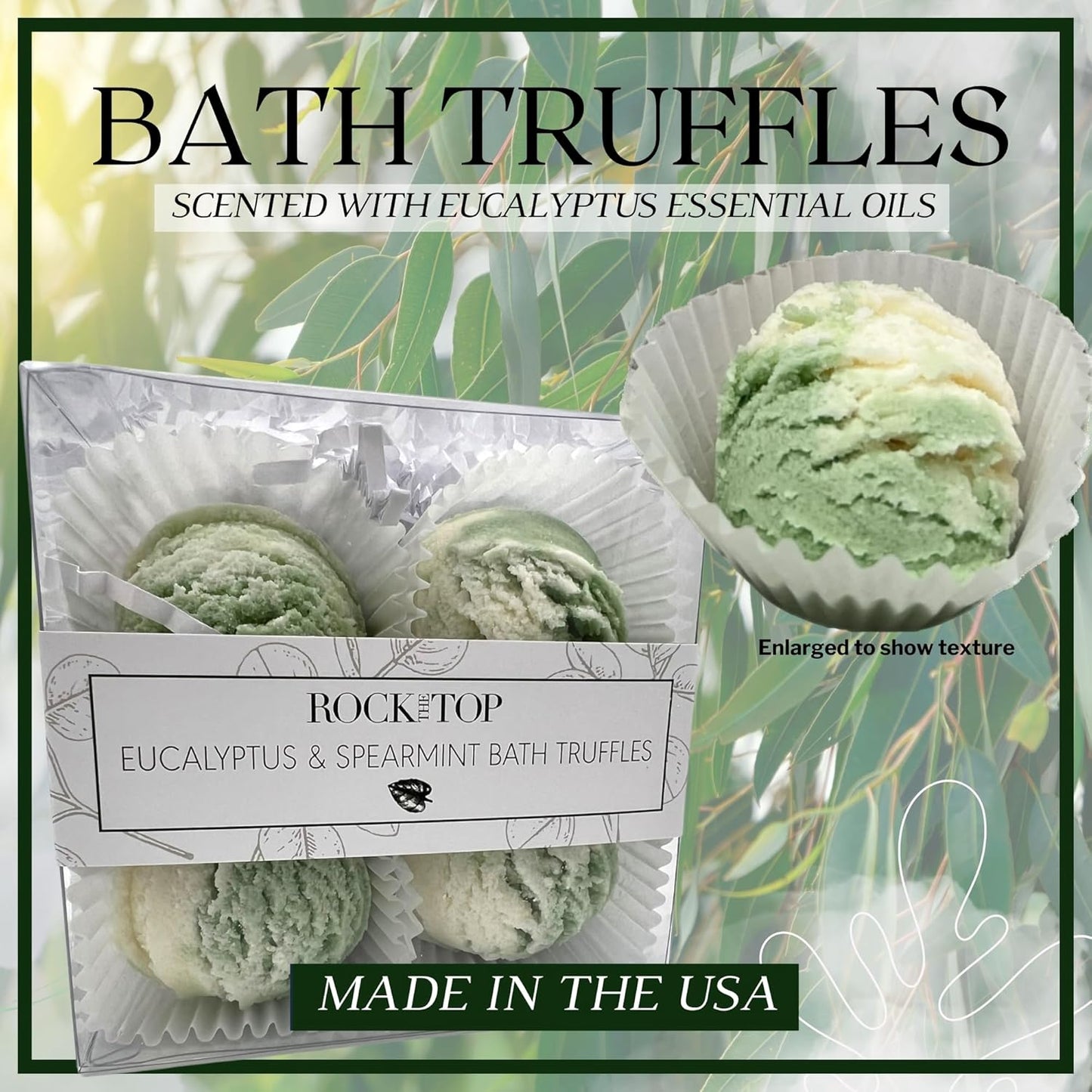 USA MADE | Eucalyptus Spearmint Spa Gift Baskets for Women. 6 Cold & Stress Self Care Gifts, Aromatherapy Epsom Salt Bath Soak, Bath Soap, Bath Bombs (Truffle), Bath Salts Gift Basket.