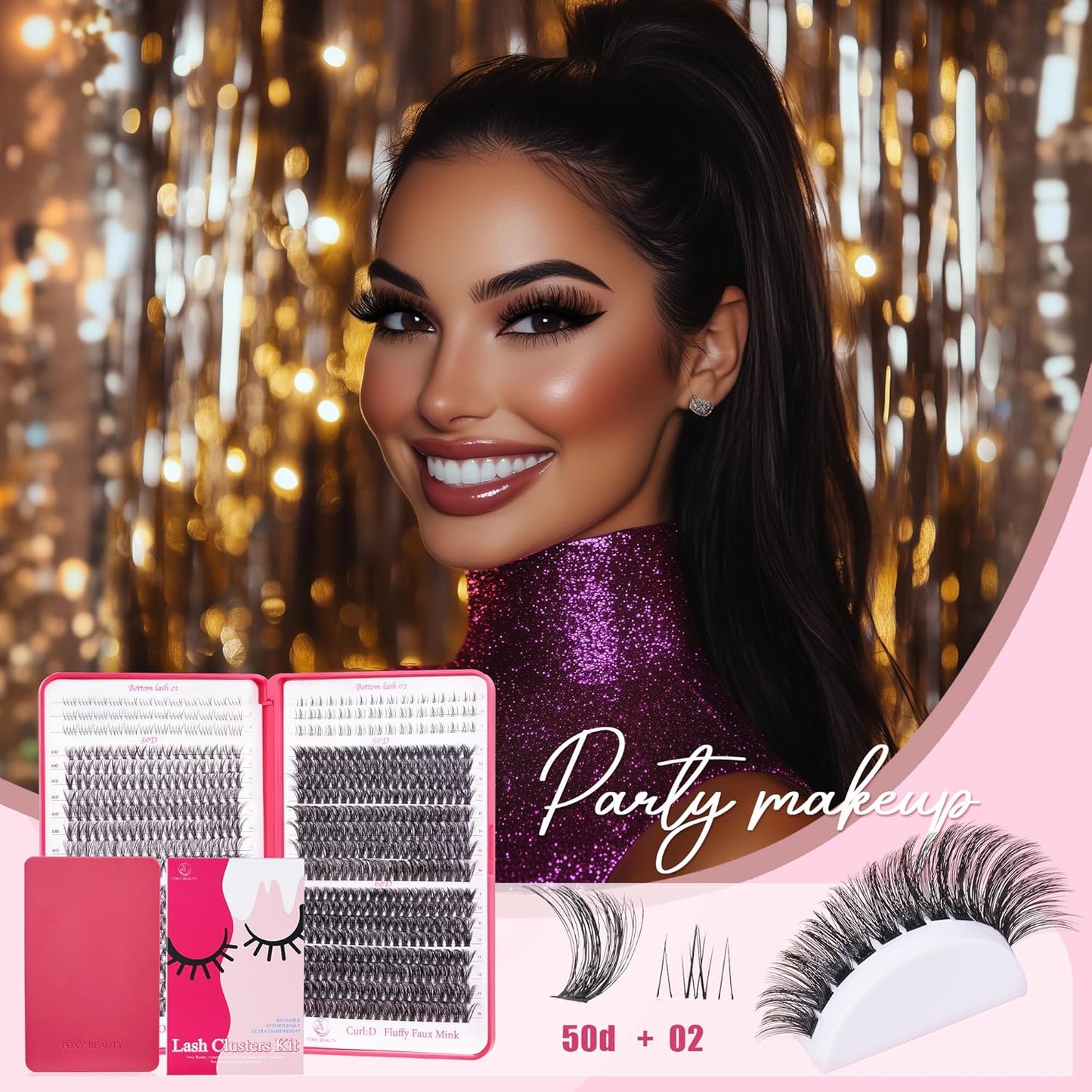 CCODDY Lash Clusters Kit - False Eyelash with Bottom Lashes - 748 Pieces - Black, Synthetic, Lightweight & Soft Fibers - D Curl Upper & 5-7MM Bottom - No Adhesives Included