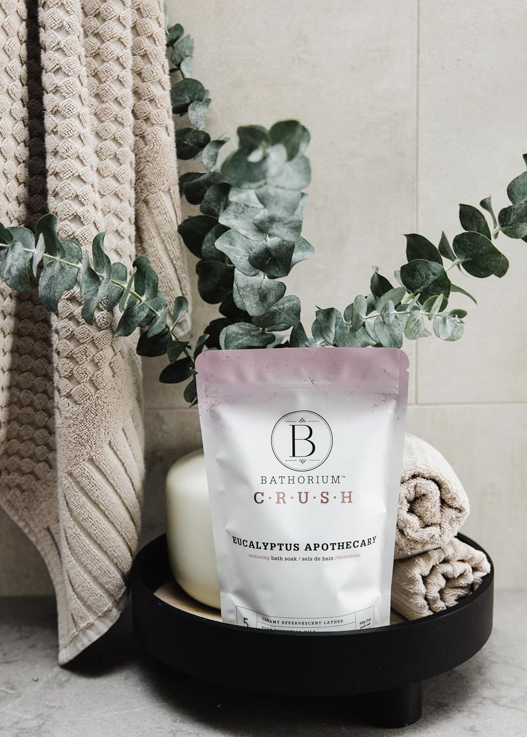 Bathorium Eucalyptus Apothecary Crush, Muscle Recovery Bath Soak, Eucalyptus & Tea Tree Oils, Post-Workout, Sinus Relief, pH-Balanced, 5+ Baths, 21 oz