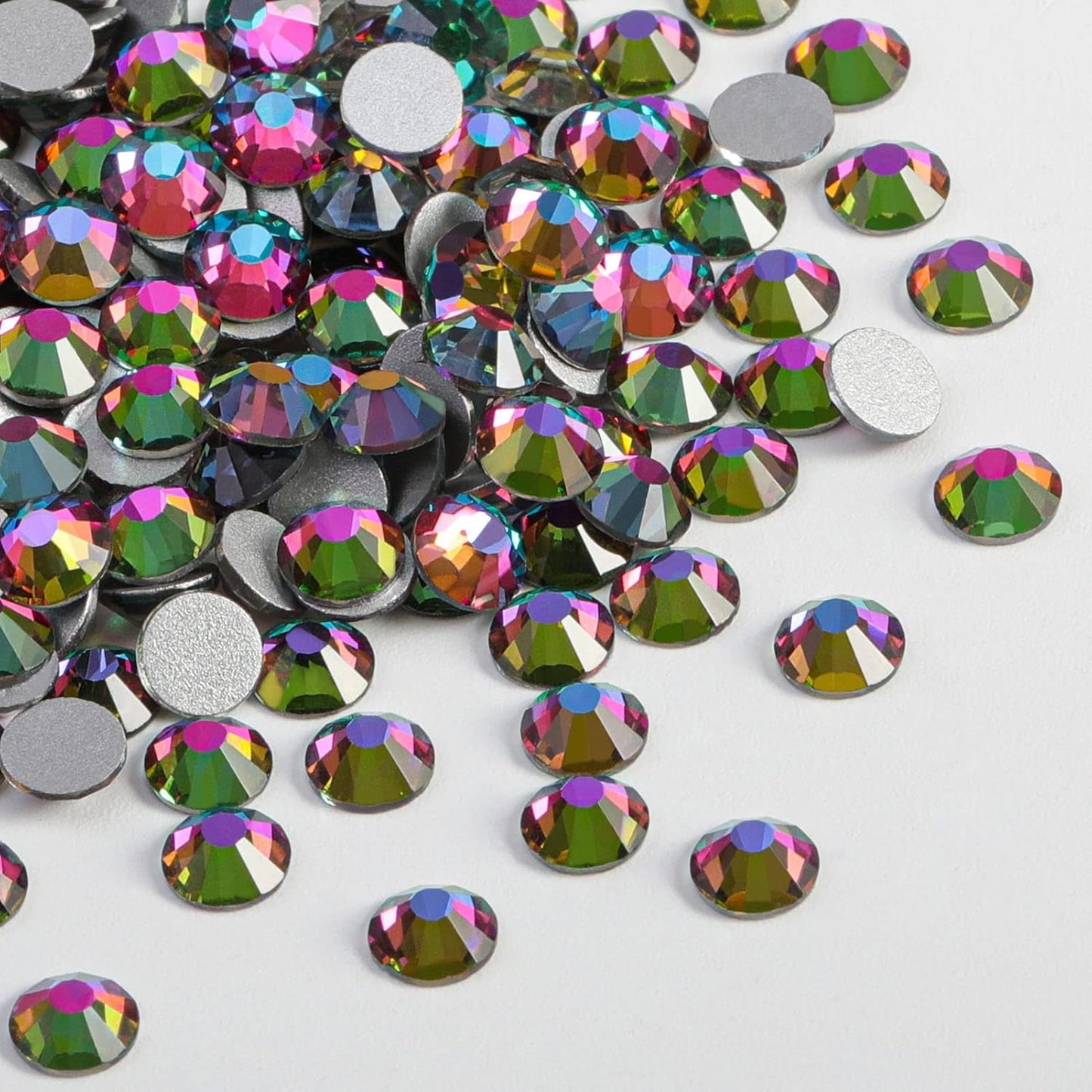 beadsland Flat Back Crystal Rhinestones Round Gems, Green Volcano, (2.3-2.5mm) SS8/1440pcs