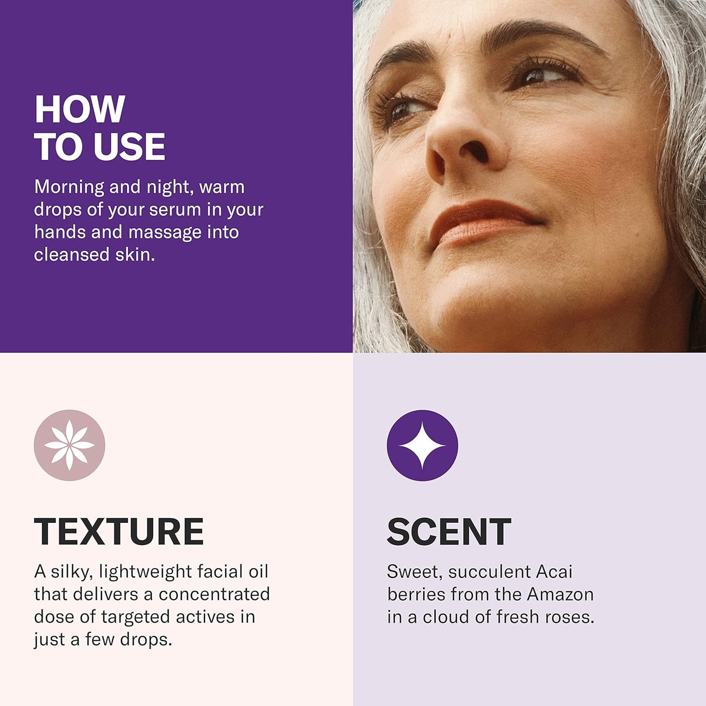 Odacité Anti Aging Serum Concentrate with Acai + Rose - Revitalizing Facial Oil, Youthful Glow, Improves Skin Tone, Wrinkles, and Firmness, Age defying, Rose Oil, 0.17 fl. oz.