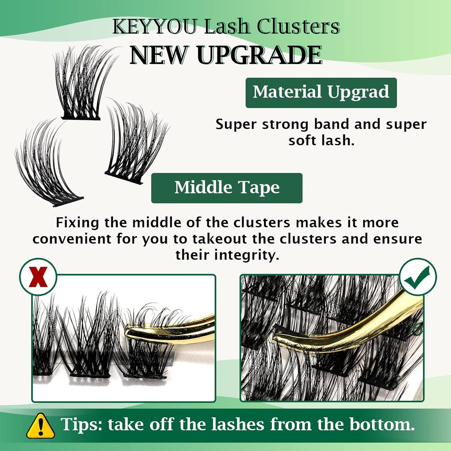 Lash Clusters 96pcs Individual Lashes Y08 D Curl 10mm Cluster Lashes KEYYOU Volume Wispy Lash Extension Soft&Comfortable Easy DIY at Home(Y08 D-10mm)