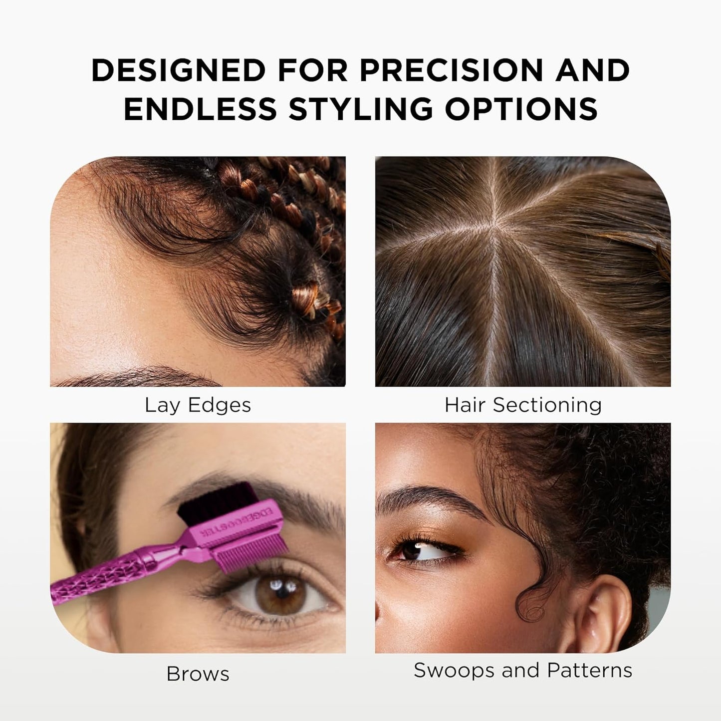 STYLE FACTOR EDGE BOOSTER® Hammer Brush Rat Tail– Double-Sided Edge Control Brush & Comb with Boar Bristles – For Edges, Slick Backs, Baby Hair Styling, and Taming Flyaways- Travel Size