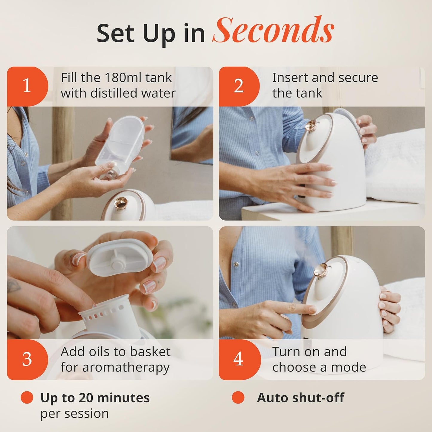 Senia Hot and Cold Facial Steamer by Vanity Planet - Detoxifying Aromatherapy Facial Steamer with Smart Steam Technology - Unclog Pores & Blackheads Cleaner Detoxifies, Cleanses & Moisturizes Skin