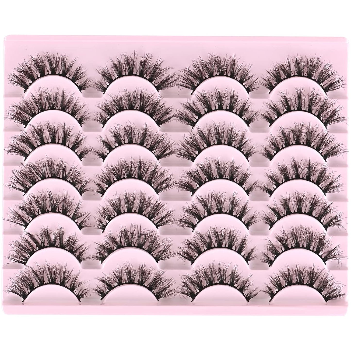 FARRED Lashes Natural Eyelashes Wispy Cat Eye False Lashes Fluffy Fake Eyelash Natural Look 14 Pairs Short Faux Mink Strip Eye Lash Pack for MUA and Beginners Daily Makeup (F4 | 9-16mm)
