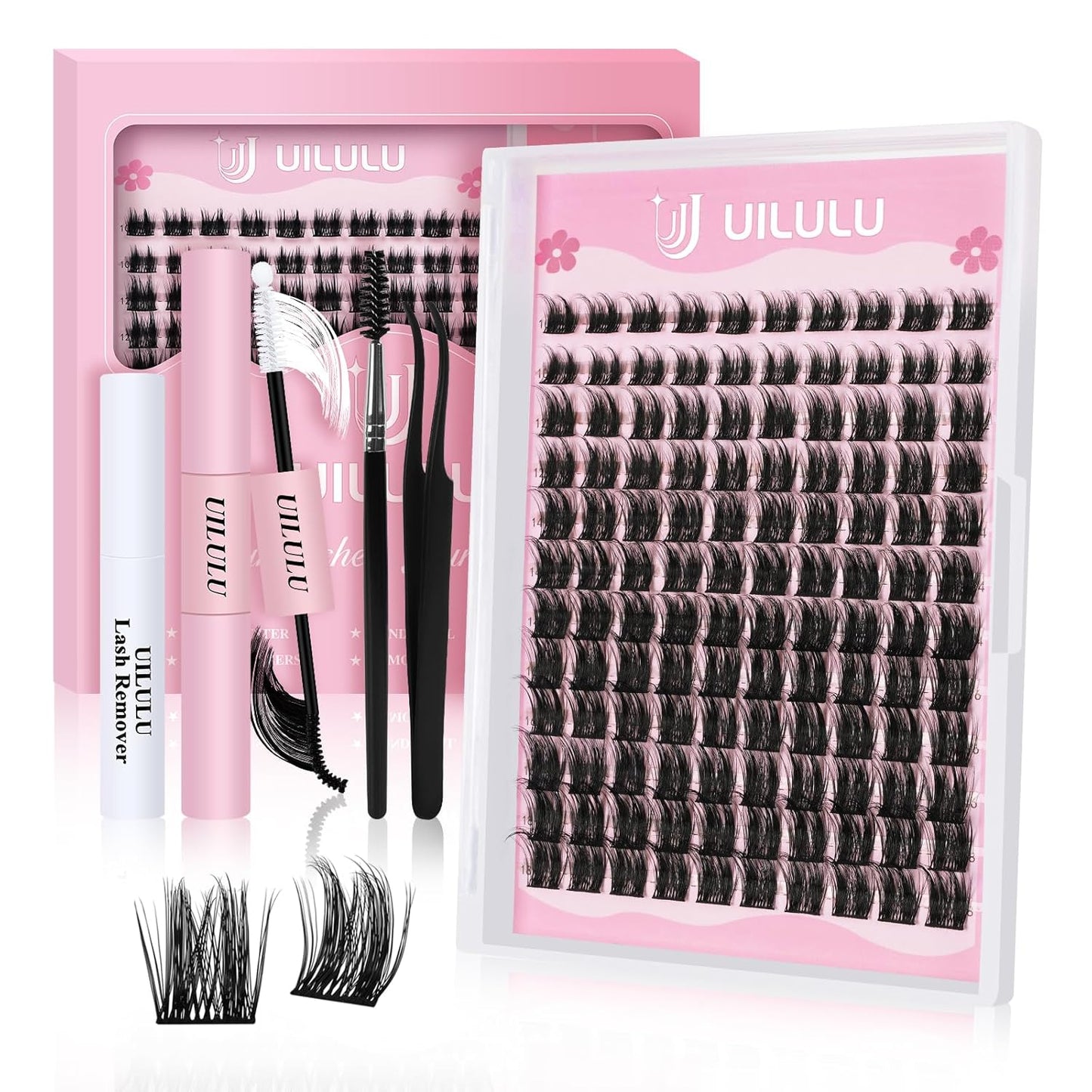 Lash Clusters kit 10-18mm DIY Lash Extension Kit 120 D Curl Lash Clusters 0.07D Wispy Individual Lashes Clusters False Eyelashes Eye Lash Extension Lash Kits Extensions Kit U05 Kit