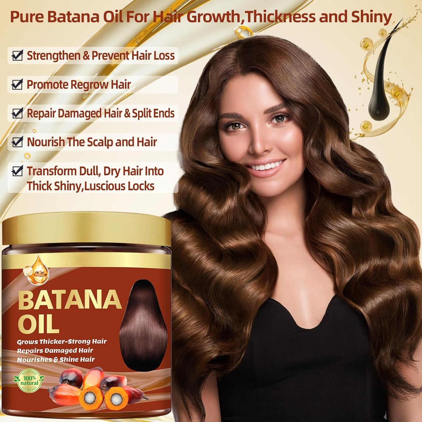 Batana Oil for Hair Growth & Rosemary Oil for Hair Growth,Raw Batana Hair Mask Rosemary Hair Growth Serum,Hair Loss Treatment,Hair Care for Dry Damaged Hair,Promotes Hair Thickness for Men Women