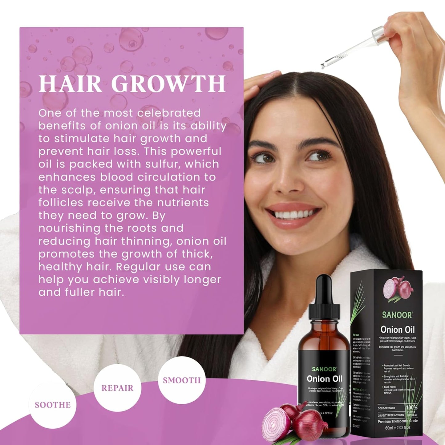 Himalayan Red Onions Oil | 100% Pure (2.02oz)| Cold-pressed, stimulates hair growth, strengthens follicles, and treats infections for healthier hair | 60ml