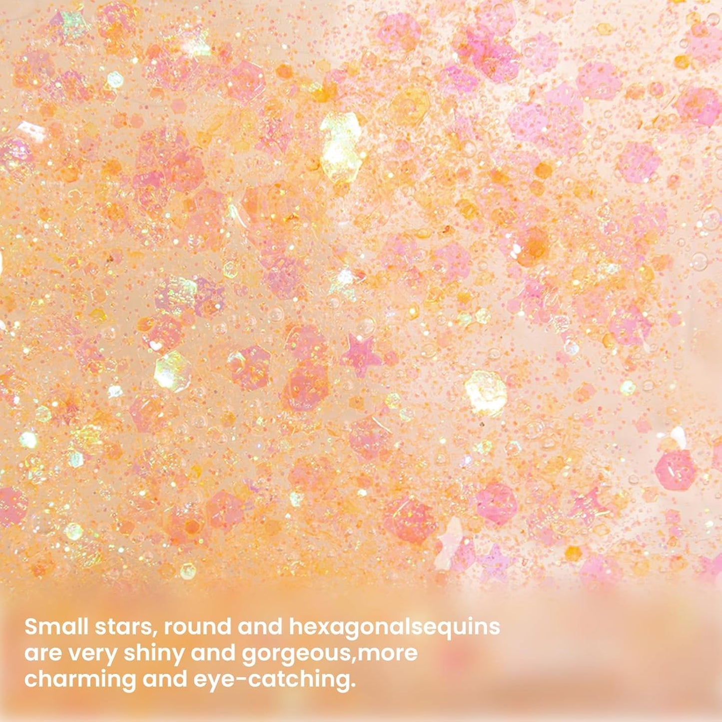 DAGEDA Body Glitter Gel, Face Glitters Body Gel Sequins Shimmer Liquid Eyeshadow, Chunky Glitter for Face Hair Nails, Holographic Cosmetic Laser Powder Festival Glitter Makeup 1.7oz (Coral)