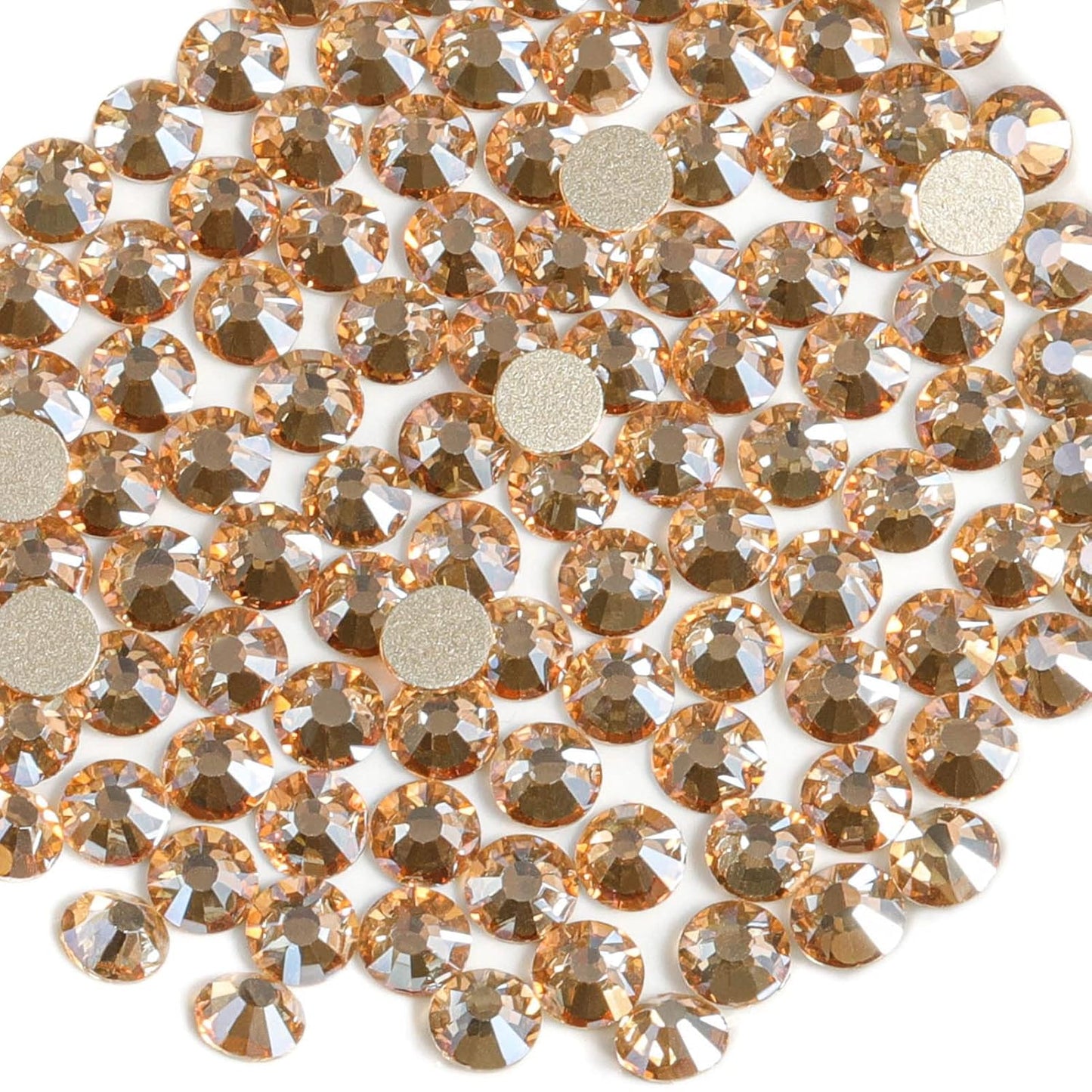 Beadsland 1440 Pieces Flat Back Crystal Rhinestones Round Gems,Golden Shadow,SS12,3.0-3.2mm