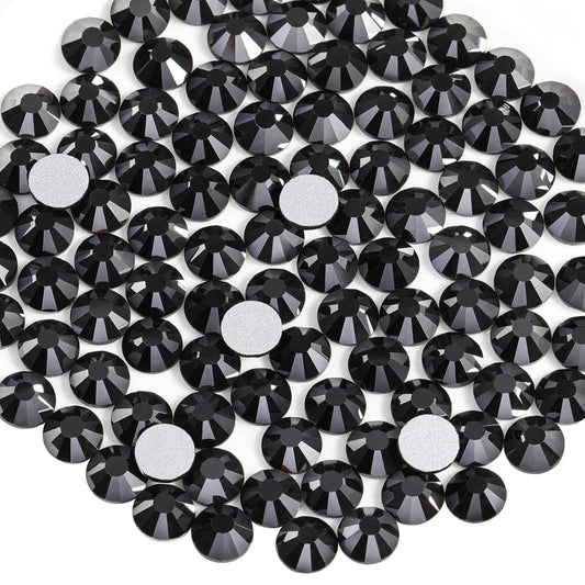Beadsland 1440pcs Flat Back Crystal Rhinestones Round Gems for Nail Art and Craft Glue Fix, Jet Hematite,SS10,2.7-2.9mm