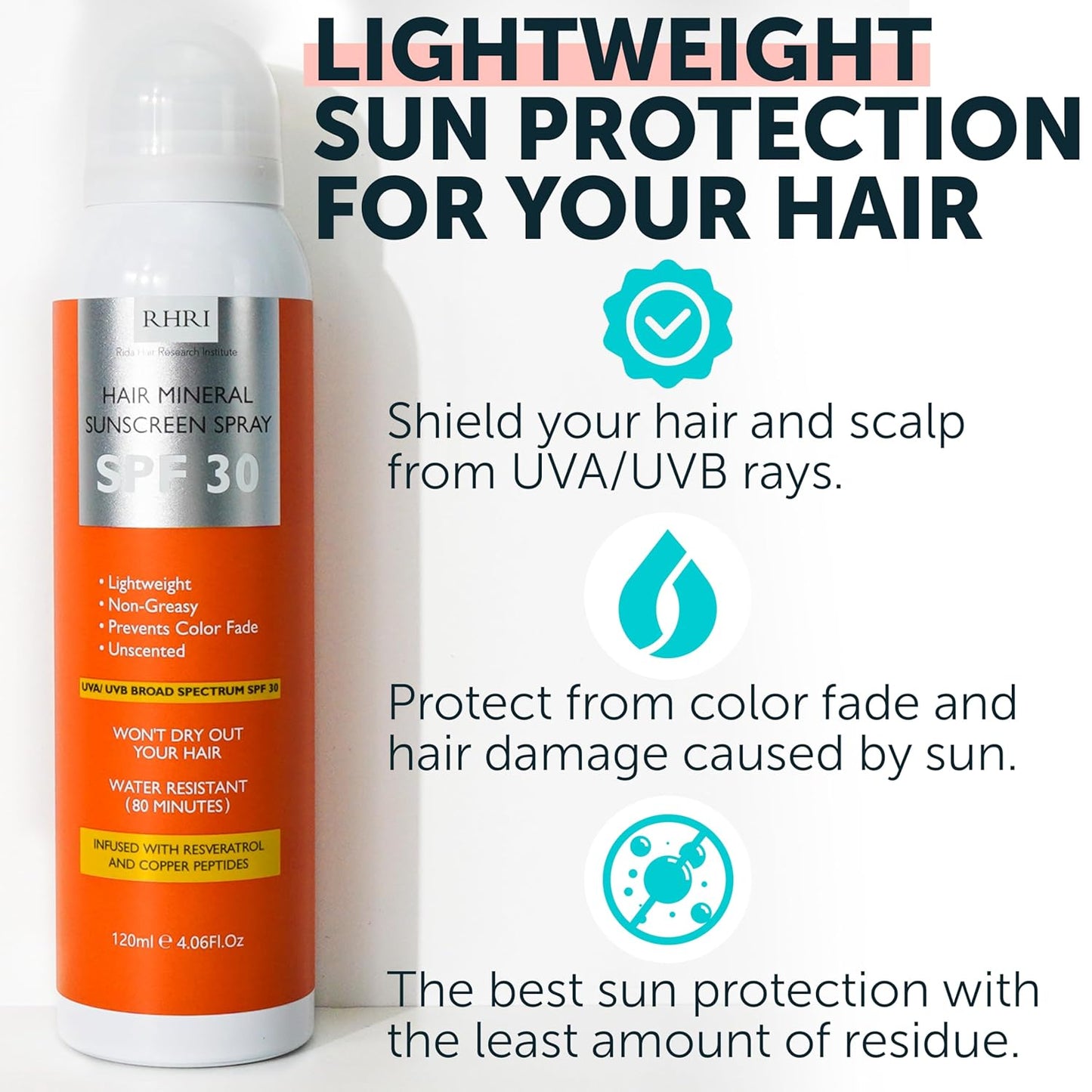 Premium SPF 30 Hair Sunscreen | Aerosol Spray | UV Protection for Scalp & Hair | Non-Greasy | Prevents Sunburn & Color Fade | 4.06 fl oz