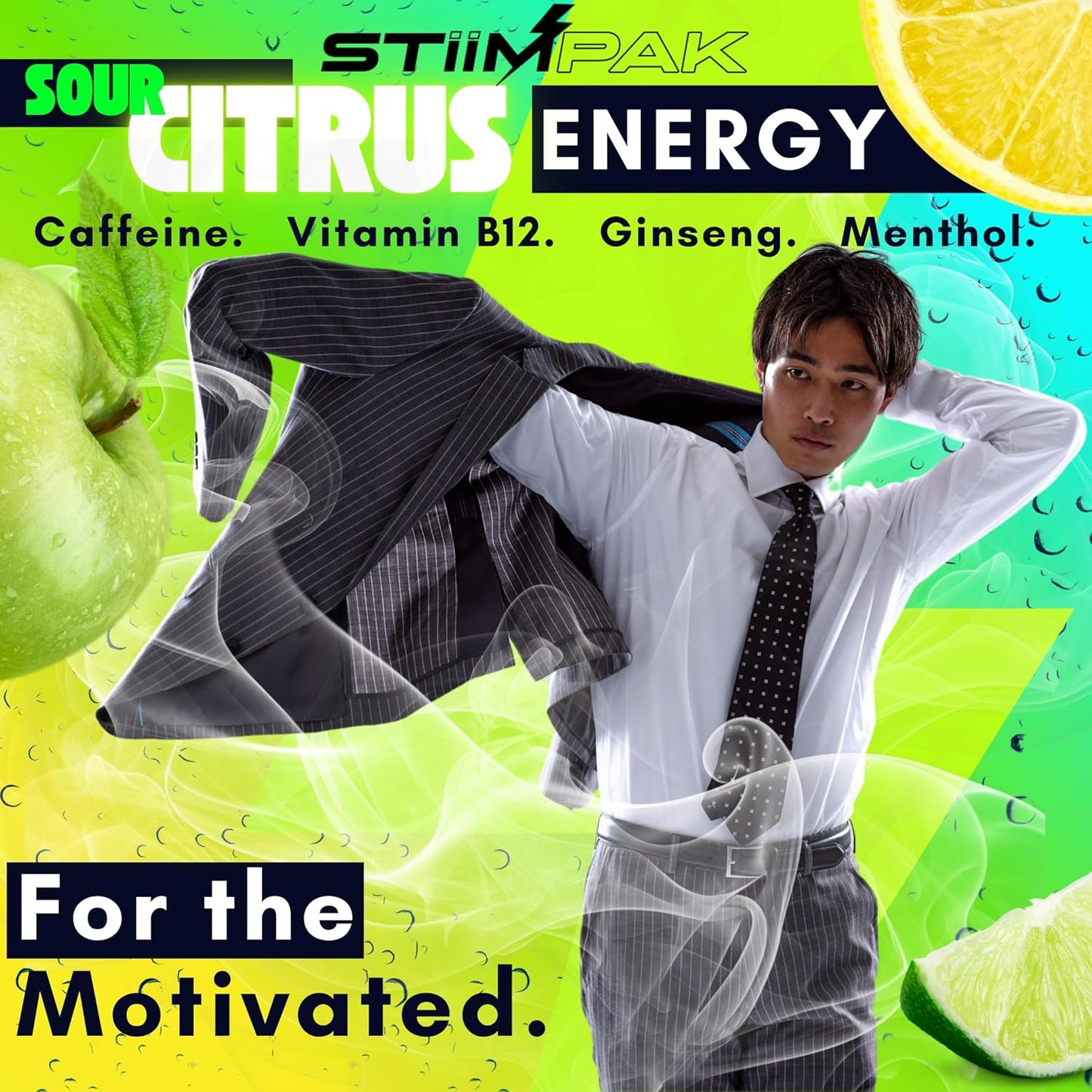 Shower Steamers | Energy | XL 80g Long Lasting | Caffeine, B12, Ginseng, & Menthol | Gift for Men & Women | Extra Strength Aromatherapy for Focus & Productivity | Sour Citrus | STiiMPAK (8 Pack)