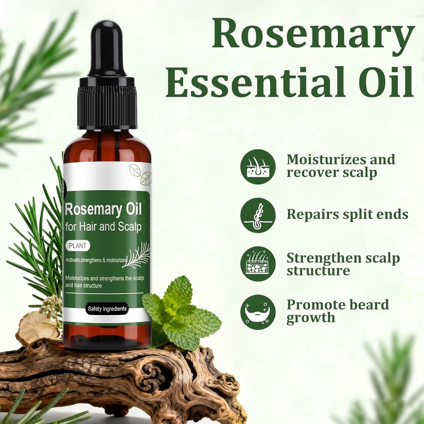 Rosemary Oil for Hair-2 Pack,Split Ends & Dry Scalp Treatment,Nourishing & Volumizing,Hair Strengthening Treatment,Scalp Care Promotes Hair Thickness for Men Women(1.69 Fl Oz).