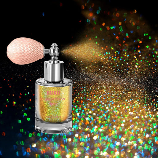 Boko Body Glitter Spray, Holographic Gold Glitter Spray for Body Face Hair Nail Clothes, Hair Glitter Spray Body Shimmer Powder for Highlighter Makeup Mardi Gras Concert Party Rave Accessories