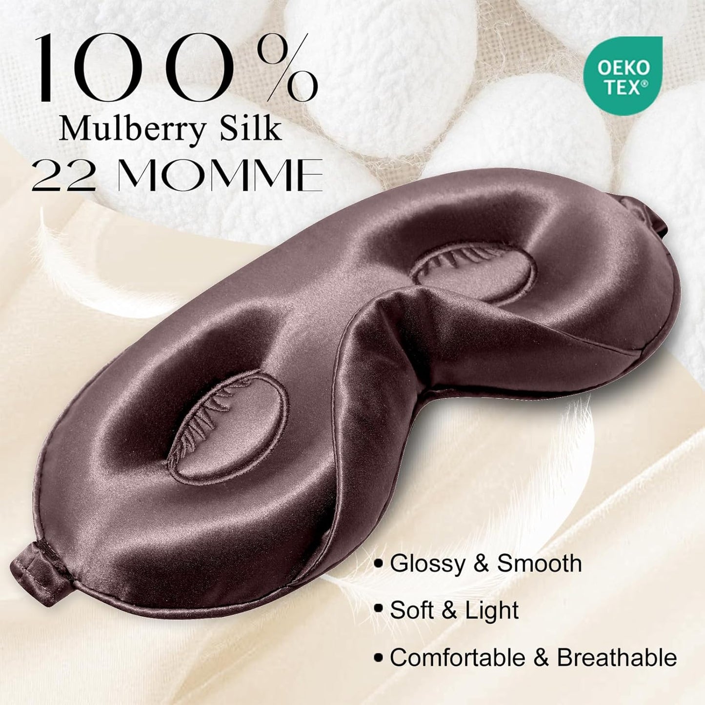 ZIMASILK Adjustable 22 Momme 100% Mulberry Silk Sleep Mask, Upgraded 3D Contoured Cup Eye Mask for Sleeping, Super Soft & Breathable Blindfold, Blackout for Deep Sleeping (Gray Purple)