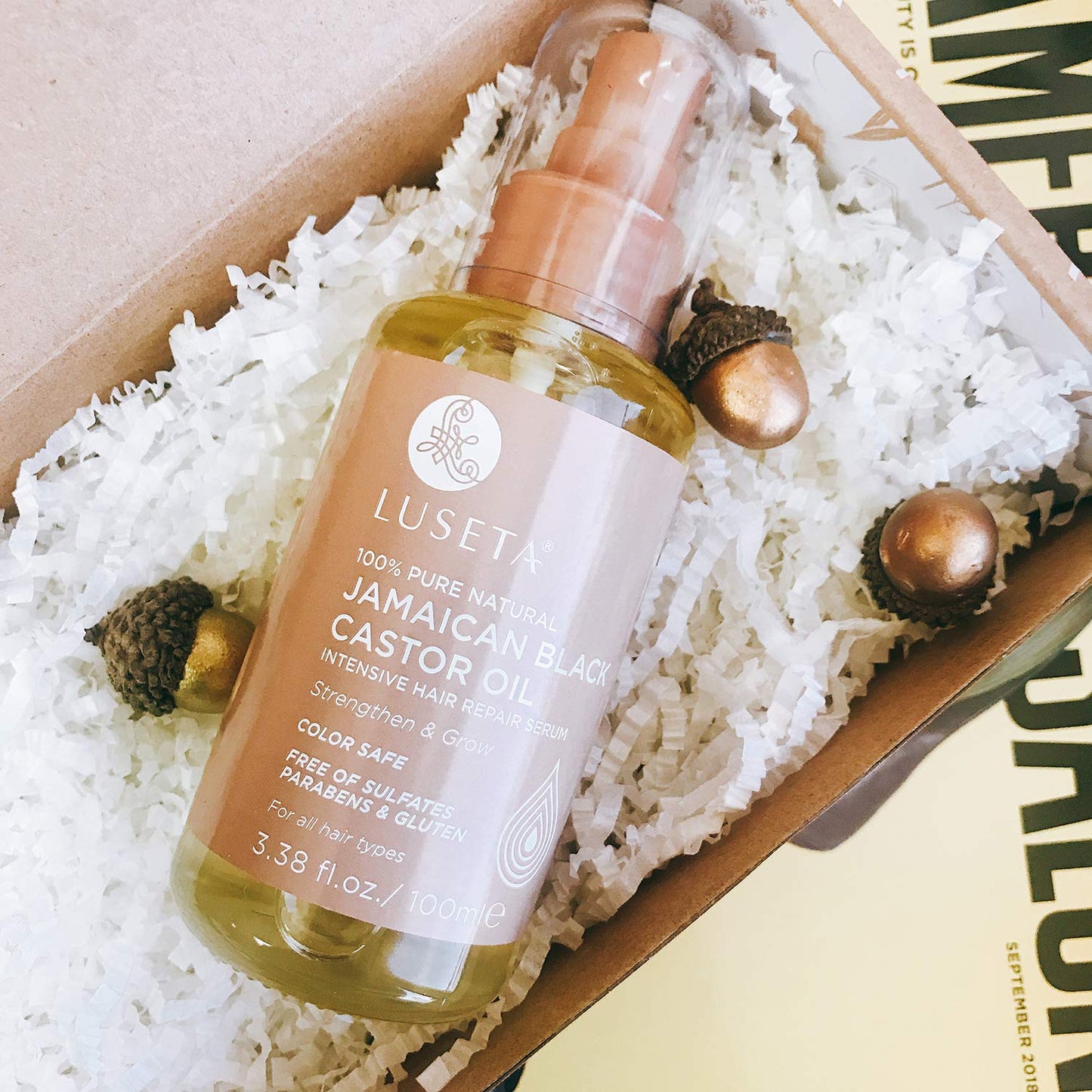 Luseta 100% Pure Natural Jamaican Black Castor Oil Hair Oil, Moisturizing & Healing, For Hair Growth 3.38oz