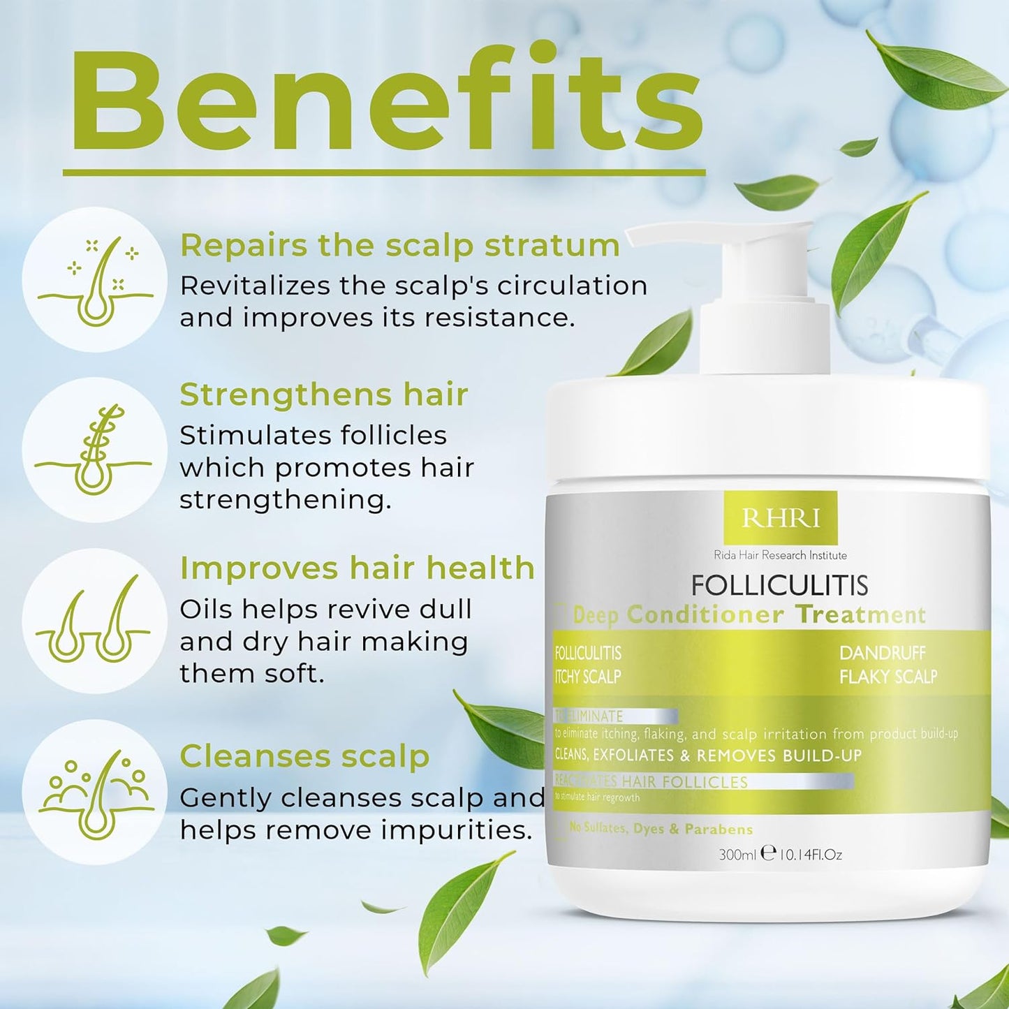 Folliculitis Deep Conditioner | Effective Scalp Treatment for Seborrheic Dermatitis, Psoriasis, Dry Itchy Scalp, Dandruff Treatment | Nourishes Oily Hair and Promotes Healthy, Hydrated Hair Treatment