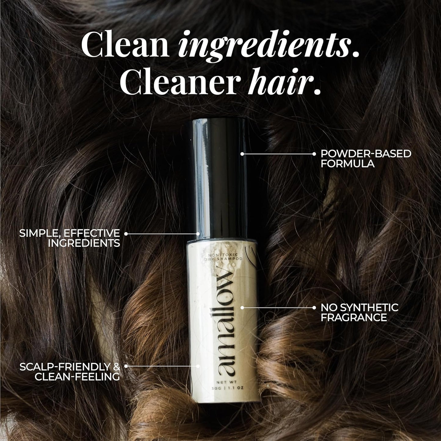 Amallow - Non Toxic Dry Shampoo Powder – With Organic Ingredients - Arrowroot, Bentonite Clay, Aloe Vera, & Essential Oils – No Talc, No Aerosol - Men & Women - Great For Travel