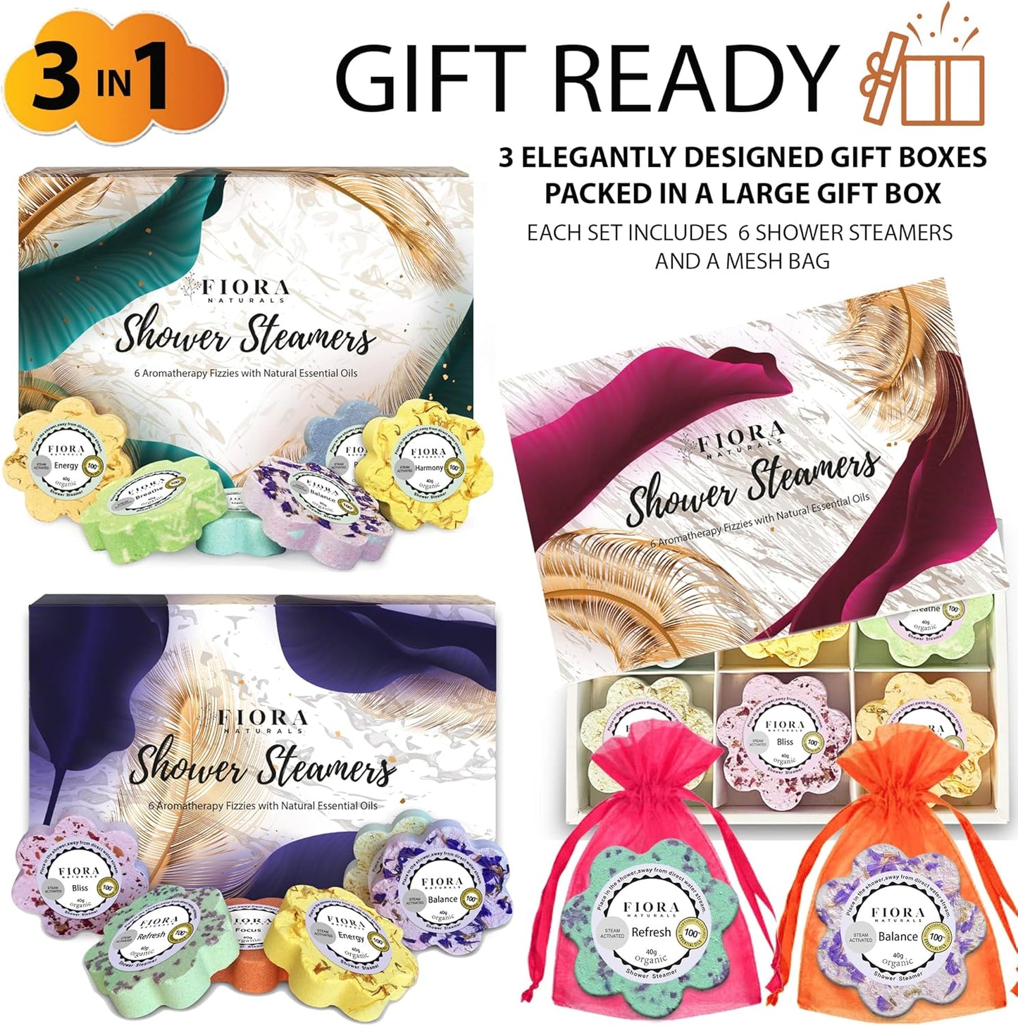 Shower Steamers Aromatherapy - 18 Shower Bombs Aromatherapy Gift Set with Organic Essential Oils for Relaxation and SelfCare. Bath Bombs Tablets, Birthday Gift for Her, Wife