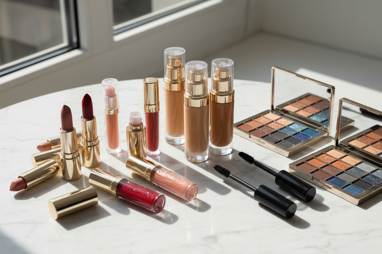 Foundations & Concealers, Lipsticks & Glosses, Eyeshadows & Mascaras (make it real photo)